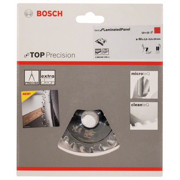 BOSCH Vorritzblatt Top Precision Best für Laminatplatte, Ø 80mm, 10 + 10 Zähne 