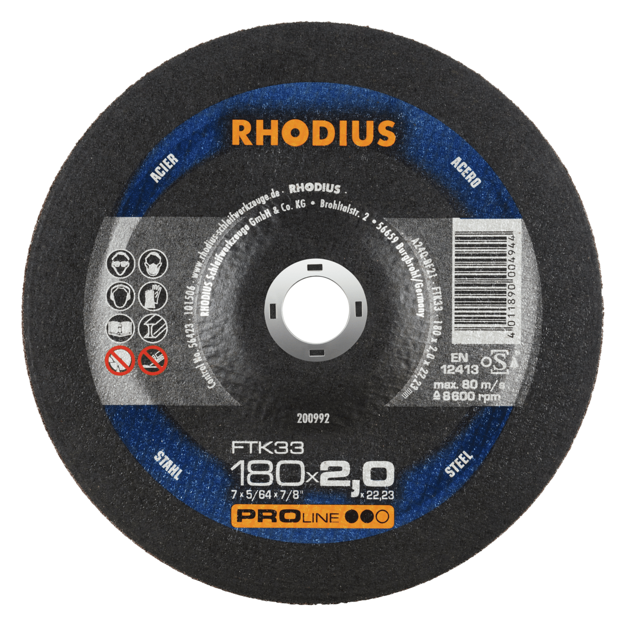 25 x RHODIUS Freihandtrennscheibe FTK33 Ø 180 mm | 200992