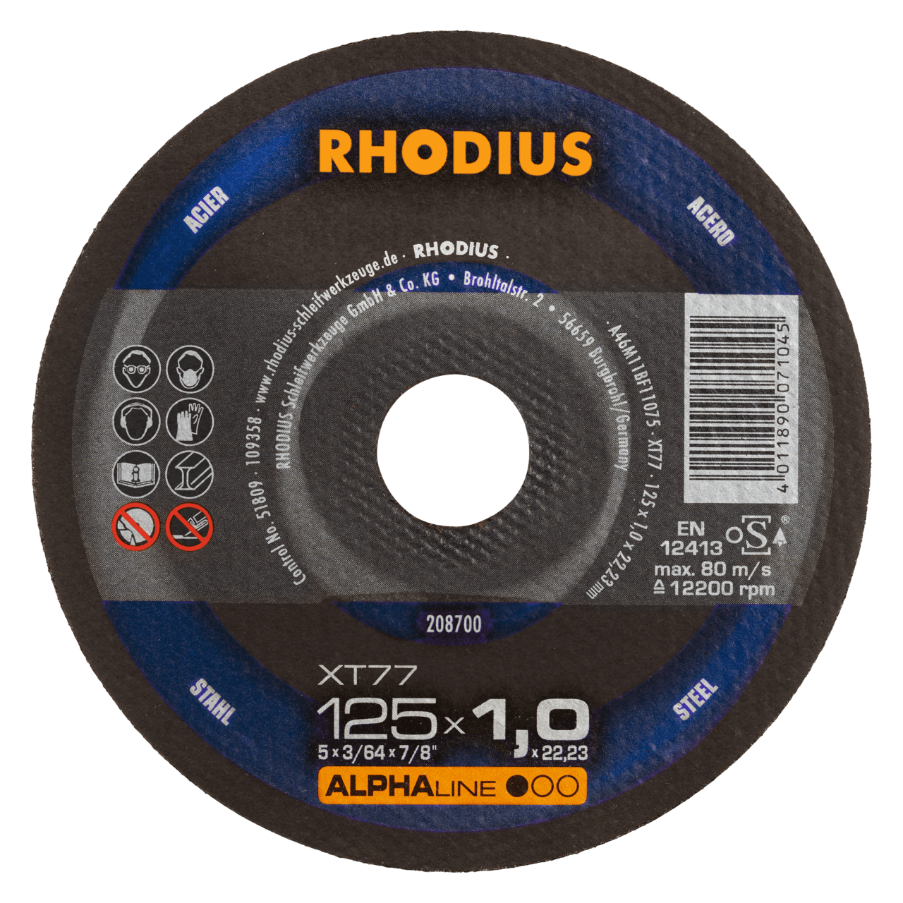 100 x RHODIUS Extradünne Trennscheibe XT77 Ø 125 mm | 208700