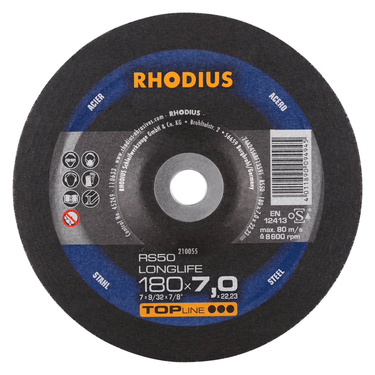 10 x RHODIUS Schruppscheibe RS50 LONGLIFE Ø 180 mm | 210055