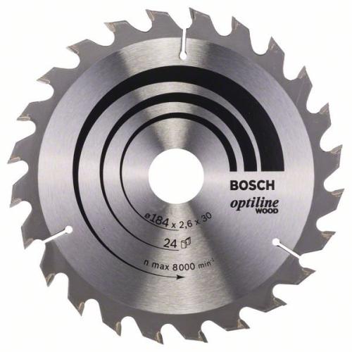 BOSCH Kreissägeblatt Optiline Holz für Handkreissägen, Ø 184mm, 24 Zähne | 2 608 640 610