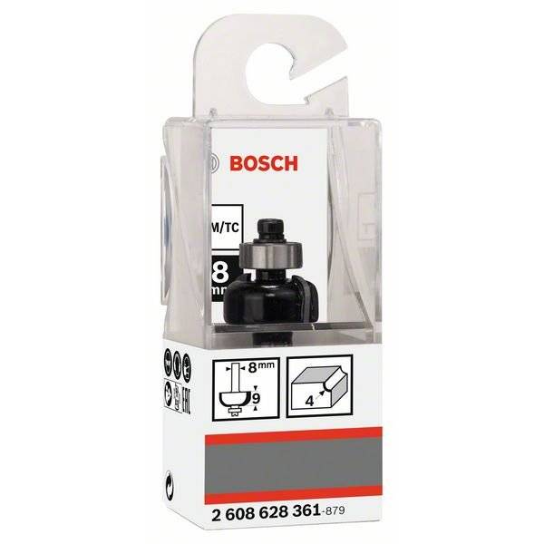 BOSCH Hohlkehlfräser für Holz, 8 mm, R1 4 mm, Ø 20,7 mm, L 8,7 mm 