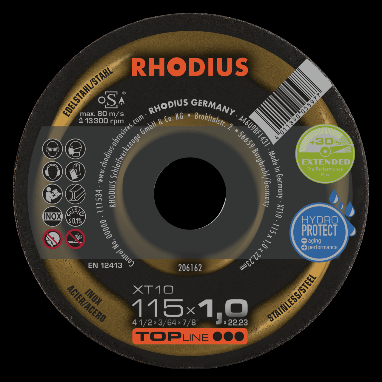 50 x RHODIUS Extradünne Trennscheibe XT10 Ø 115 mm | 206162