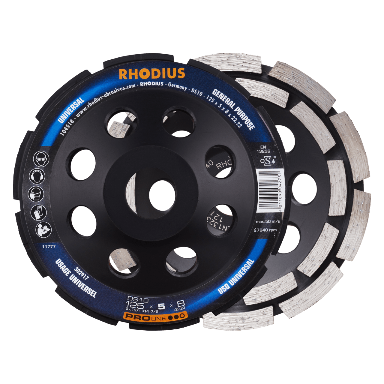 RHODIUS Diamantschleiftopf DS10 Ø 125 mm | 302917