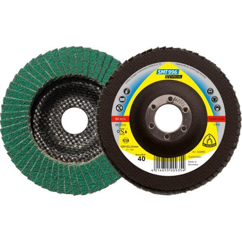 10x Klingspor SMT 996 Fächerscheibe Schleifmopteller Multibindung Keramik, 125x22,23mm Korn 60 gewölbt | 322853