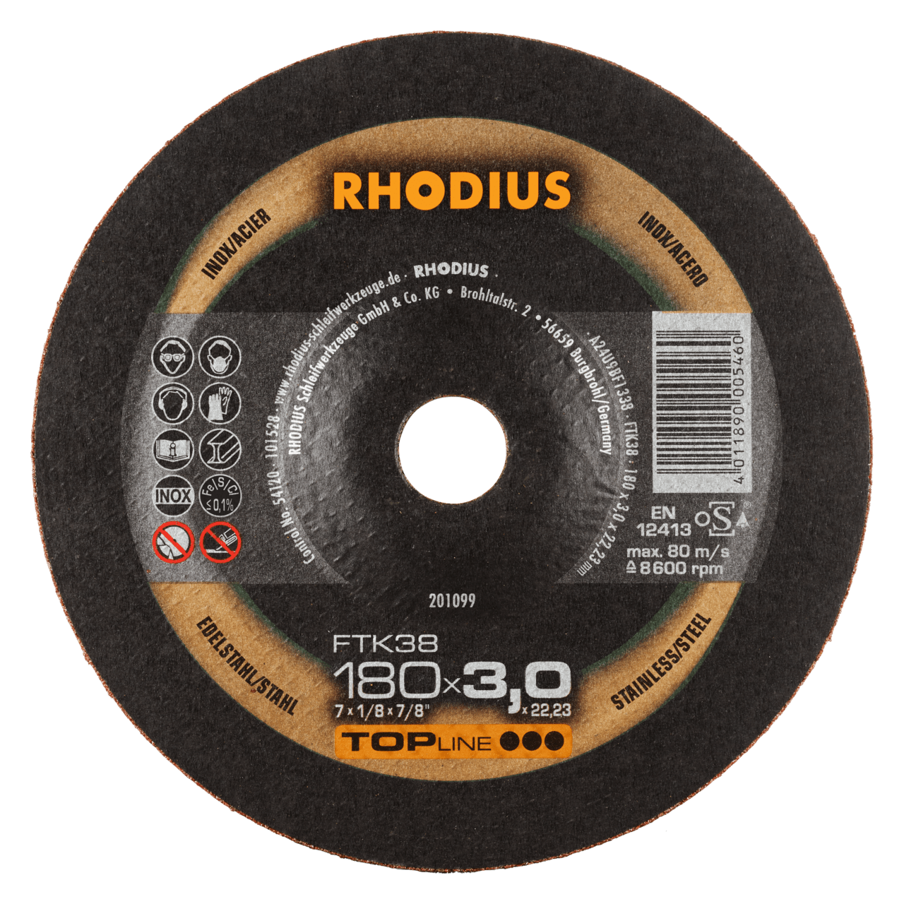 25 x RHODIUS Freihandtrennscheibe FTK38 Ø 180 mm | 201099