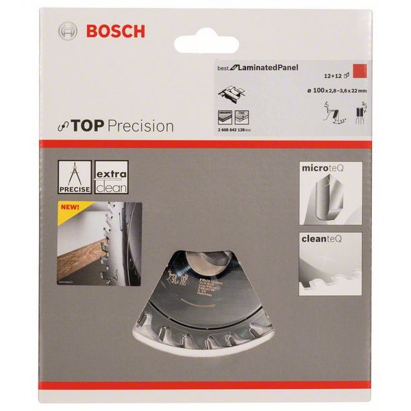 BOSCH Vorritzblatt Top Precision Best für Laminatplatte, Ø 100mm, 12 + 12 Zähne 