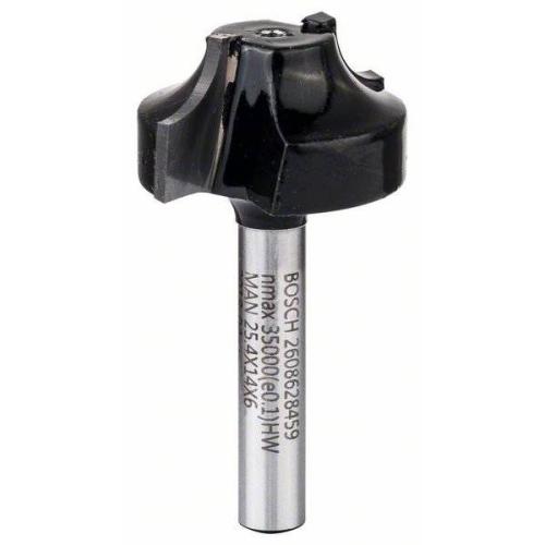 BOSCH Kantenformfräser E für Holz, 6 mm, R1 6,3 mm, Ø 25,4 mm, L 14 mm | 2608628459