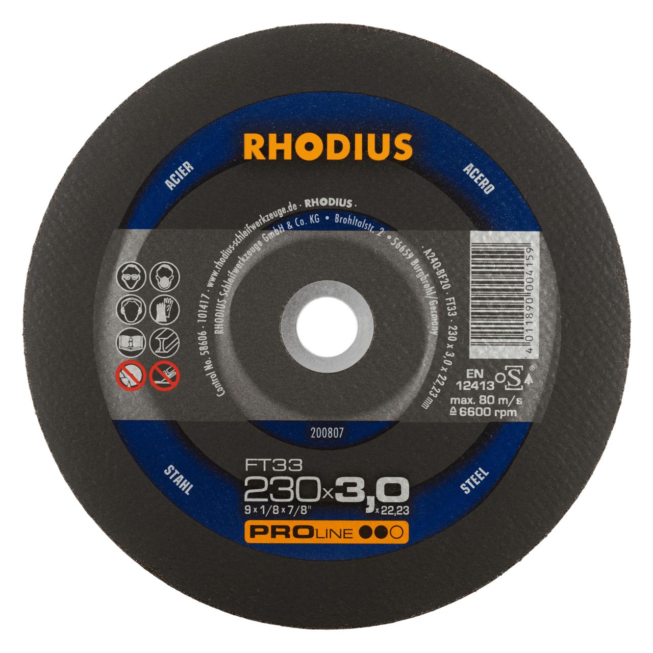 25 x RHODIUS Freihandtrennscheibe FT33 Ø 230 mm | 200807