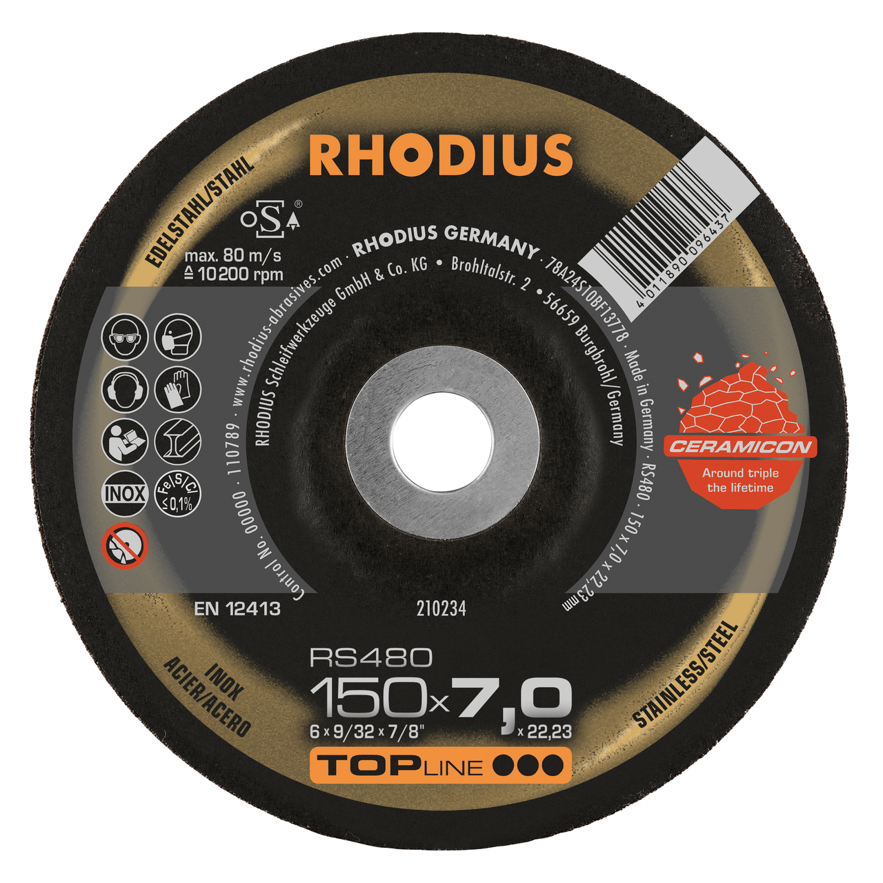 10 x RHODIUS Schruppscheibe RS480 Ø 150 mm | 210234