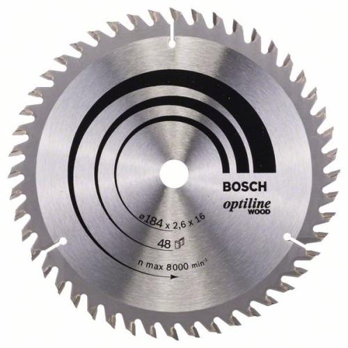 BOSCH Kreissägeblatt Optiline Holz für Handkreissägen, Ø 184mm, 48 Zähne | 2 608 641 181