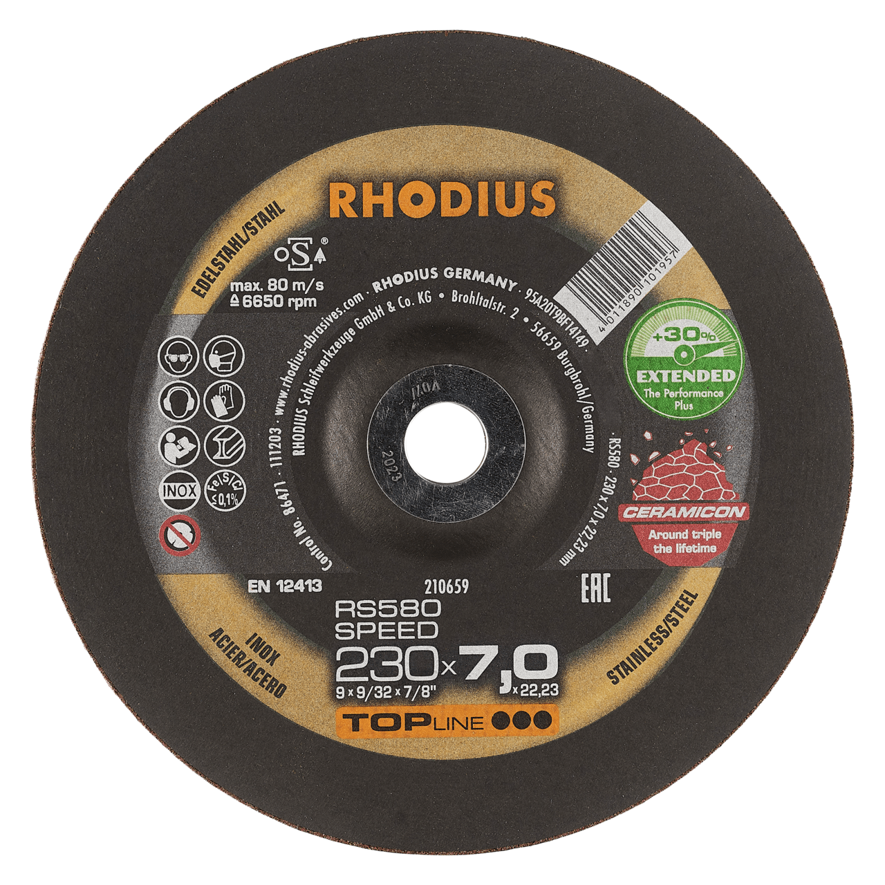 10 x RHODIUS Schruppscheibe RS580 EXTENDED Ø 230 mm | 210659