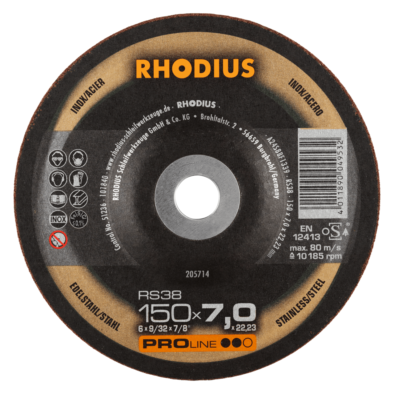 10 x RHODIUS Schruppscheibe RS38 Ø 150 mm | 205714