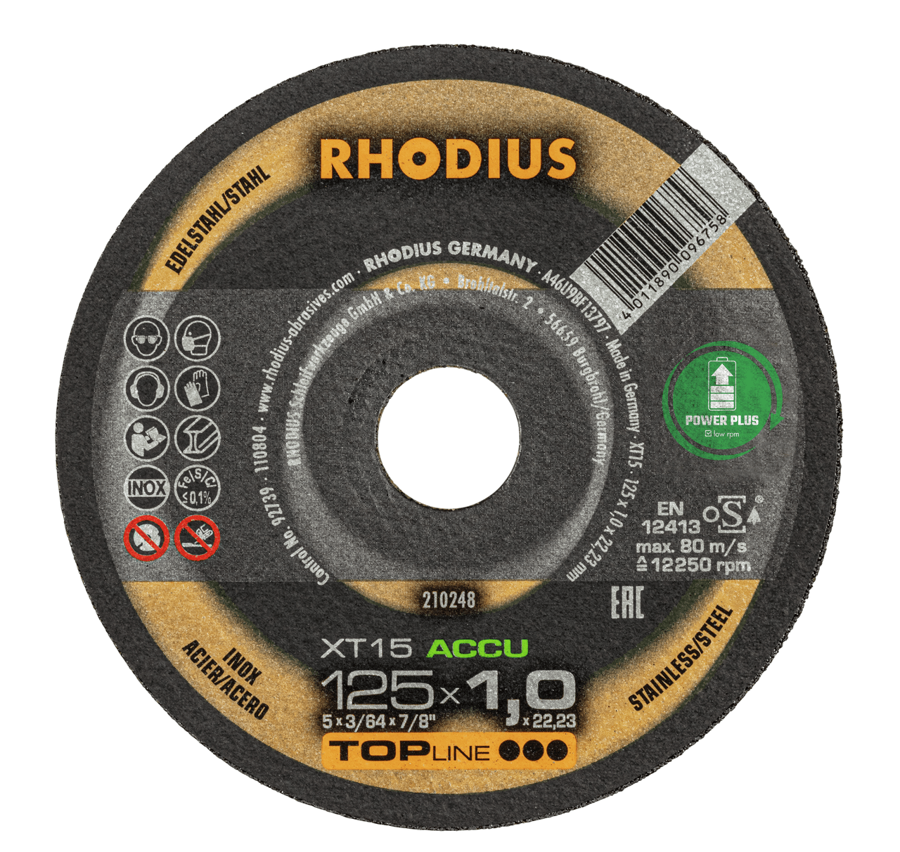 10 x RHODIUS Extradünne Trennscheibe XT15 ACCU BOX Ø 125 mm | 210248