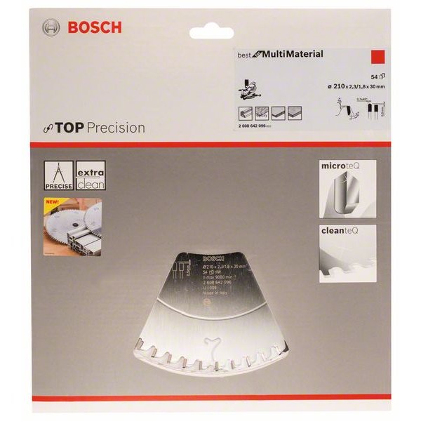 BOSCH Kreissägeblatt Top Precision Best für Multi Material, Ø 210mm, 54 Zähne 