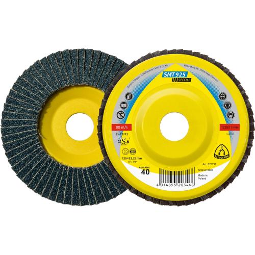 5x Klingspor SMT 925 Fächerscheibe Schleifmopteller, 180x22,23mm Korn 40 gerade | 321672