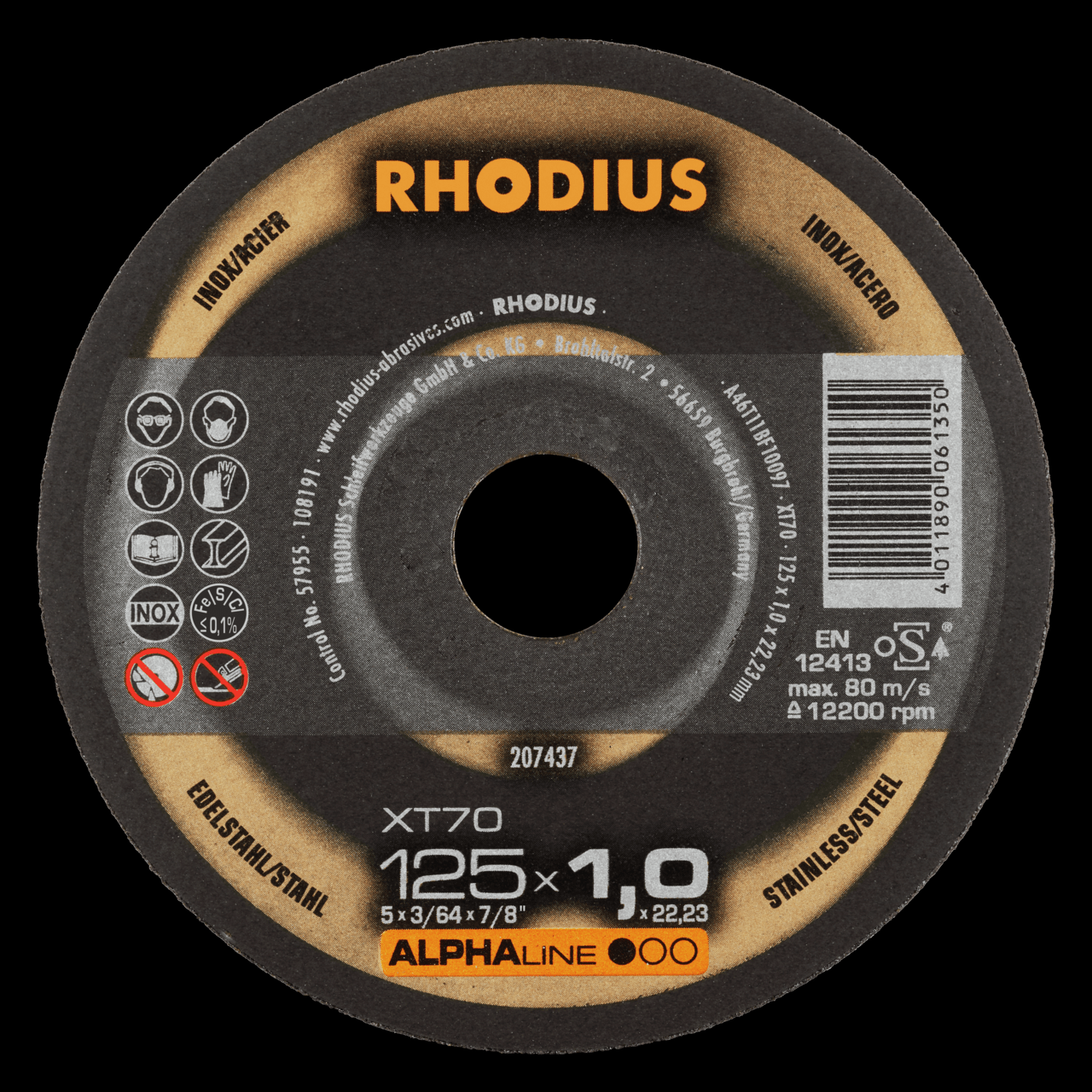 100 x RHODIUS Extradünne Trennscheibe XT70 Ø 125 mm | 207437