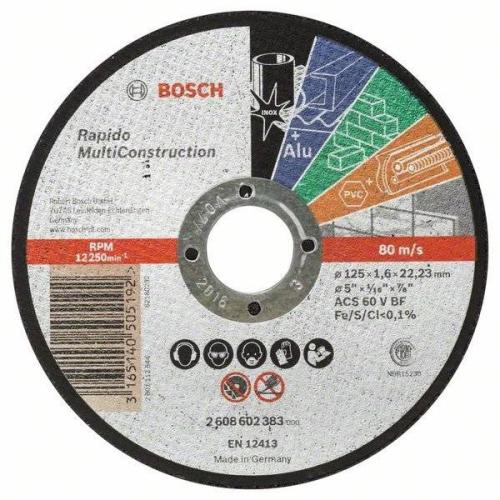 25x BOSCH Trennscheibe gerade Rapido für Baustoffe ACS 46 V BF, Ø 125x1,6mm | 2608602383