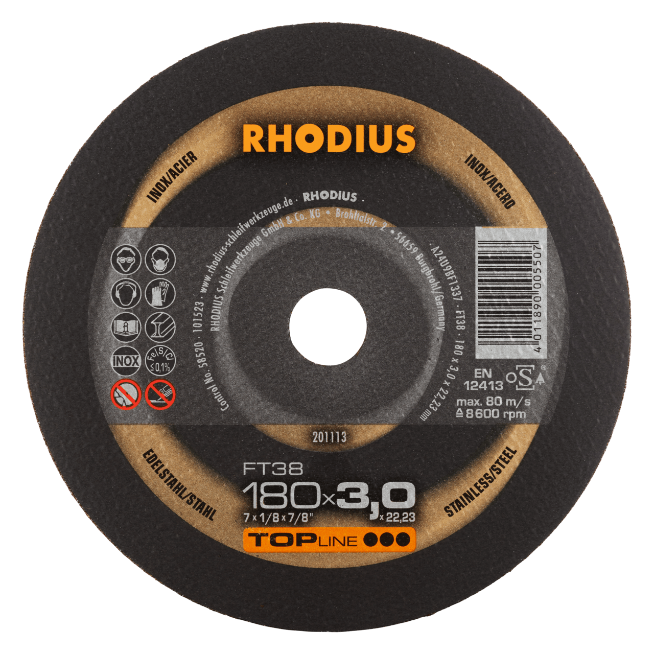 25 x RHODIUS Freihandtrennscheibe FT38 Ø 180 mm | 201113