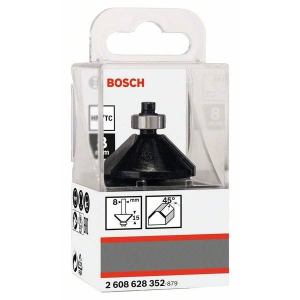 BOSCH Fasefräser für Holz, 8 mm, B 11,2 mm, L 14,7 mm, G 56 mm, 45° 