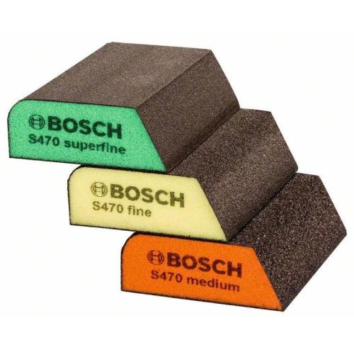 10x BOSCH Schleifschwamm-Set S470 Best für Profile, 3-teilig, 69x97x26mm, M, F, SF | 2608621252