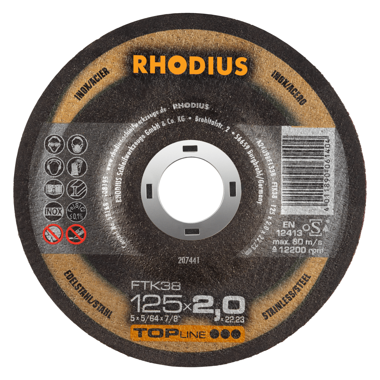 25 x RHODIUS Freihandtrennscheibe FTK38 Ø 125 mm | 207441