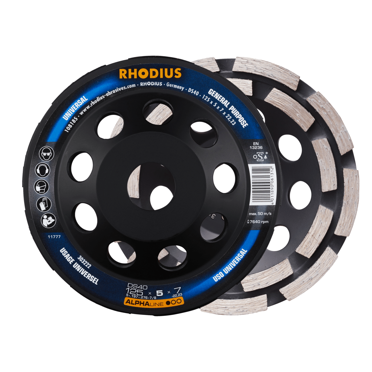 RHODIUS Diamantschleiftopf DS40 Ø 125 mm | 303222