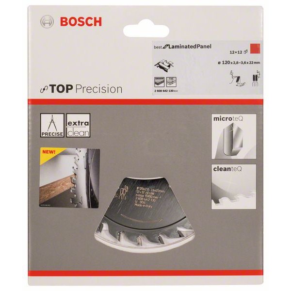 BOSCH Vorritzblatt Top Precision Best für Laminatplatte, Ø 120mm, 12 + 12 Zähne 