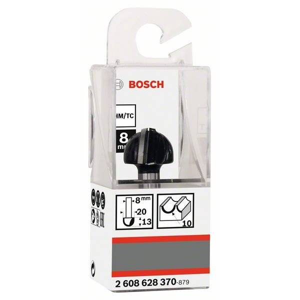 BOSCH Hohlkehlfräser für Holz, 8 mm, R1 10 mm, Ø 20 mm, L 12,4 mm 