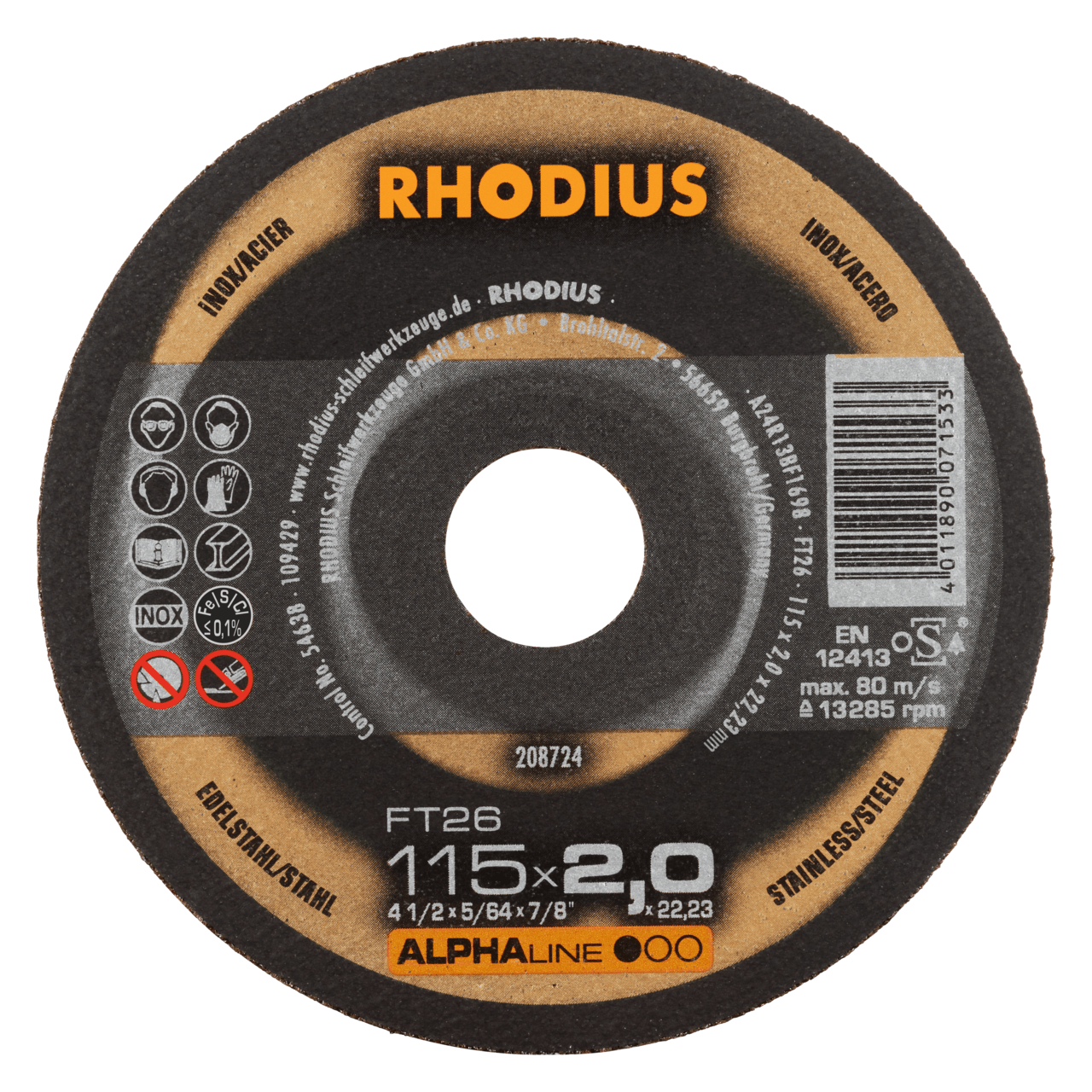 25 x RHODIUS Freihandtrennscheibe FT26 Ø 115 mm | 208724