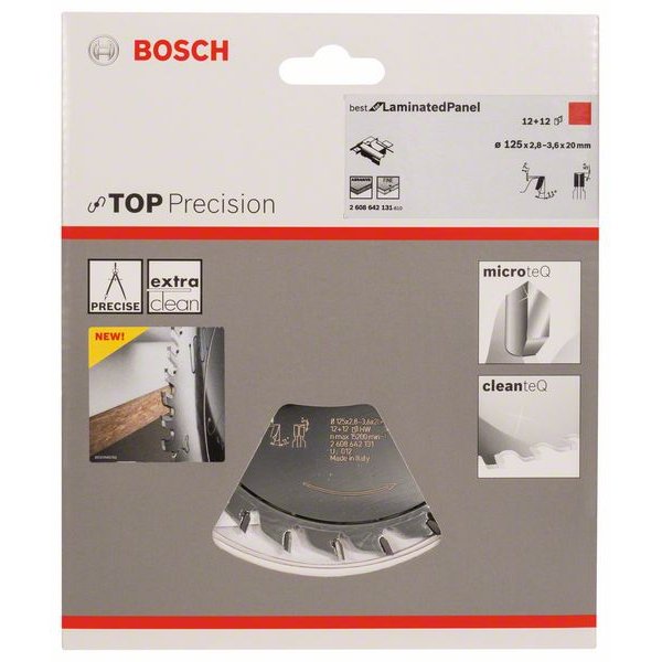 BOSCH Vorritzblatt Top Precision Best für Laminatplatte, Ø 125mm, 12 + 12 Zähne 