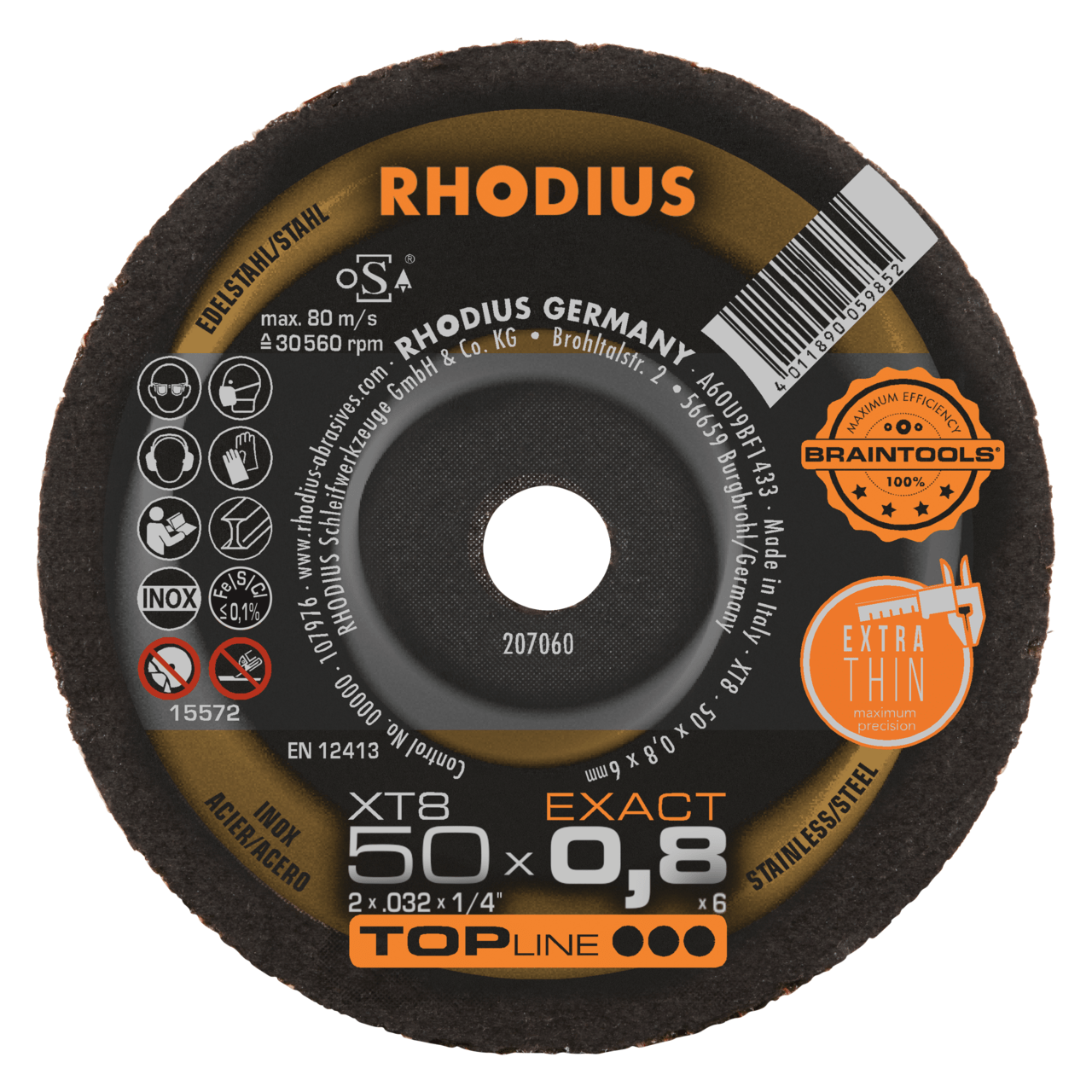 50 x RHODIUS Extradünne Mini Trennscheibe XT8 EXACT MINI Ø 50 mm | 207060