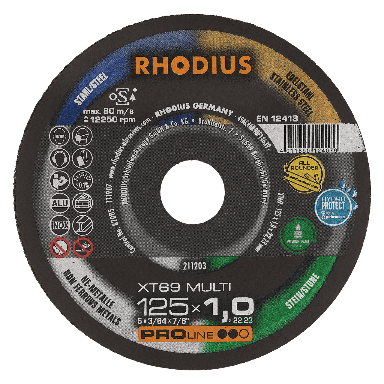 25 x RHODIUS Extradünne Trennscheibe XT69 MULTI Ø 125 mm | 211203