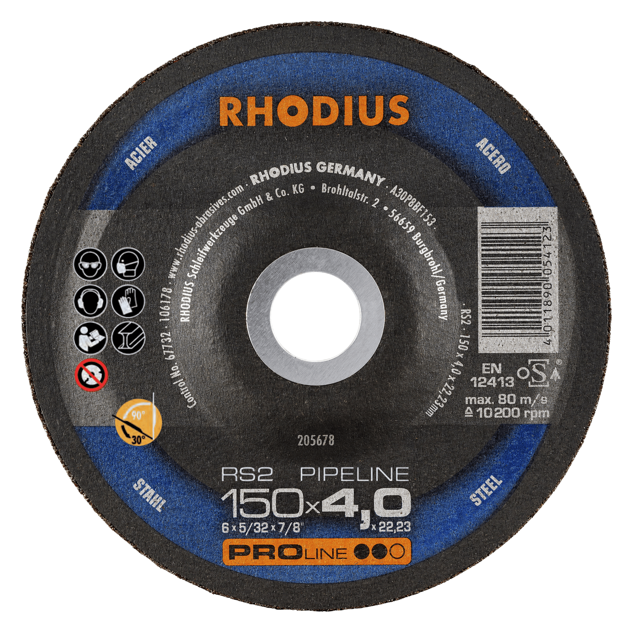 25 x RHODIUS Schruppscheibe RS2 PIPELINE Ø 12.7 mm | 205678