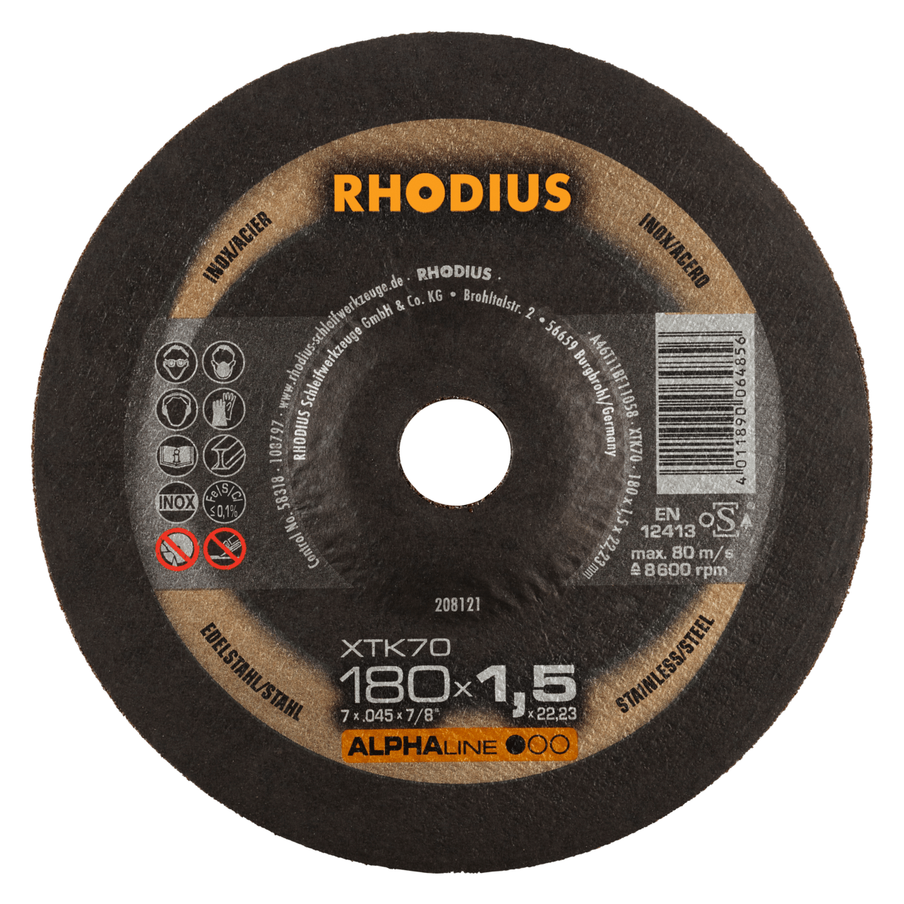 25 x RHODIUS Extradünne Trennscheibe XTK70 Ø 180 mm | 208121