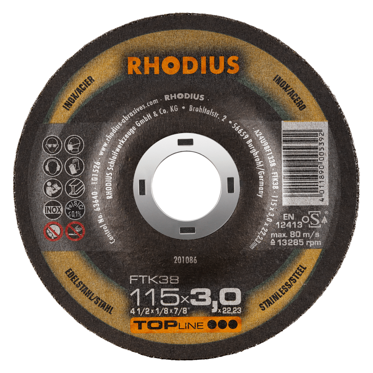 25 x RHODIUS Freihandtrennscheibe FTK38 Ø 115 mm | 201086