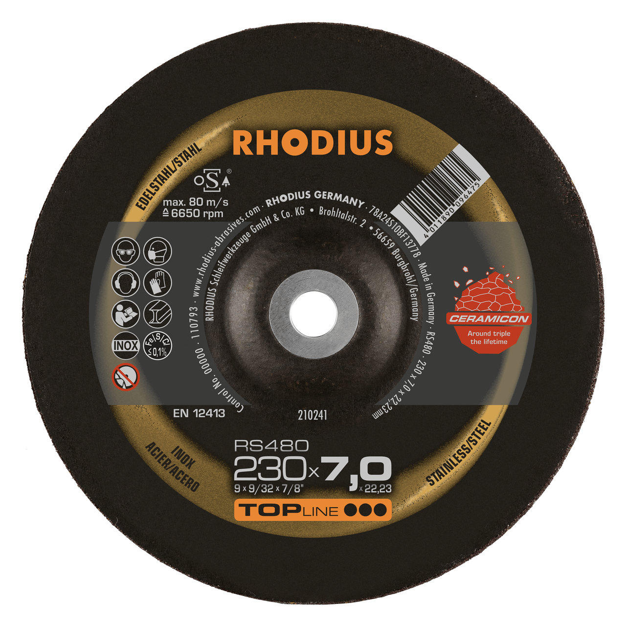 10 x RHODIUS Schruppscheibe RS480 Ø 230 mm | 210241