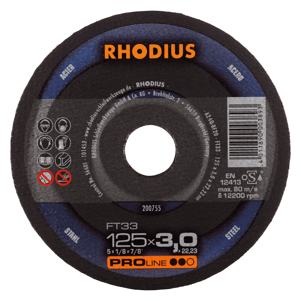 25 x RHODIUS Freihandtrennscheibe FT33 Ø 125 mm | 200755