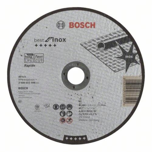 25x BOSCH Trennscheibe gerade Best für Edelstahl - Rapido A 46 V INOX BF, Ø 180x1,6 | 2608603498