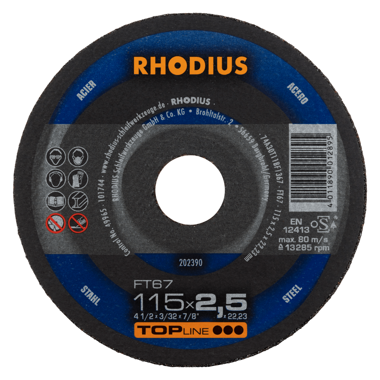 25 x RHODIUS Freihandtrennscheibe FT67 Ø 115 mm | 202390