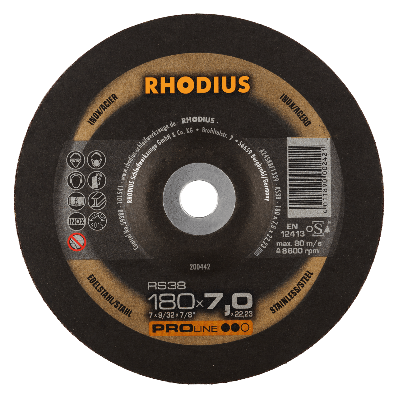 10 x RHODIUS Schruppscheibe RS38 Ø 180 mm | 200442