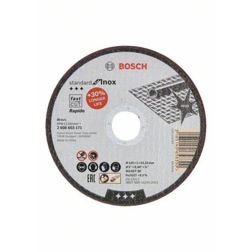 25x BOSCH Trennscheibe gerade Standard für Edelstahl - Rapido WA 60 T BF, Ø 125x1mm | 2608603171