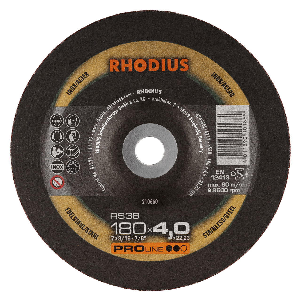 10 x RHODIUS Schruppscheibe RS38 Ø 180 mm | 210660