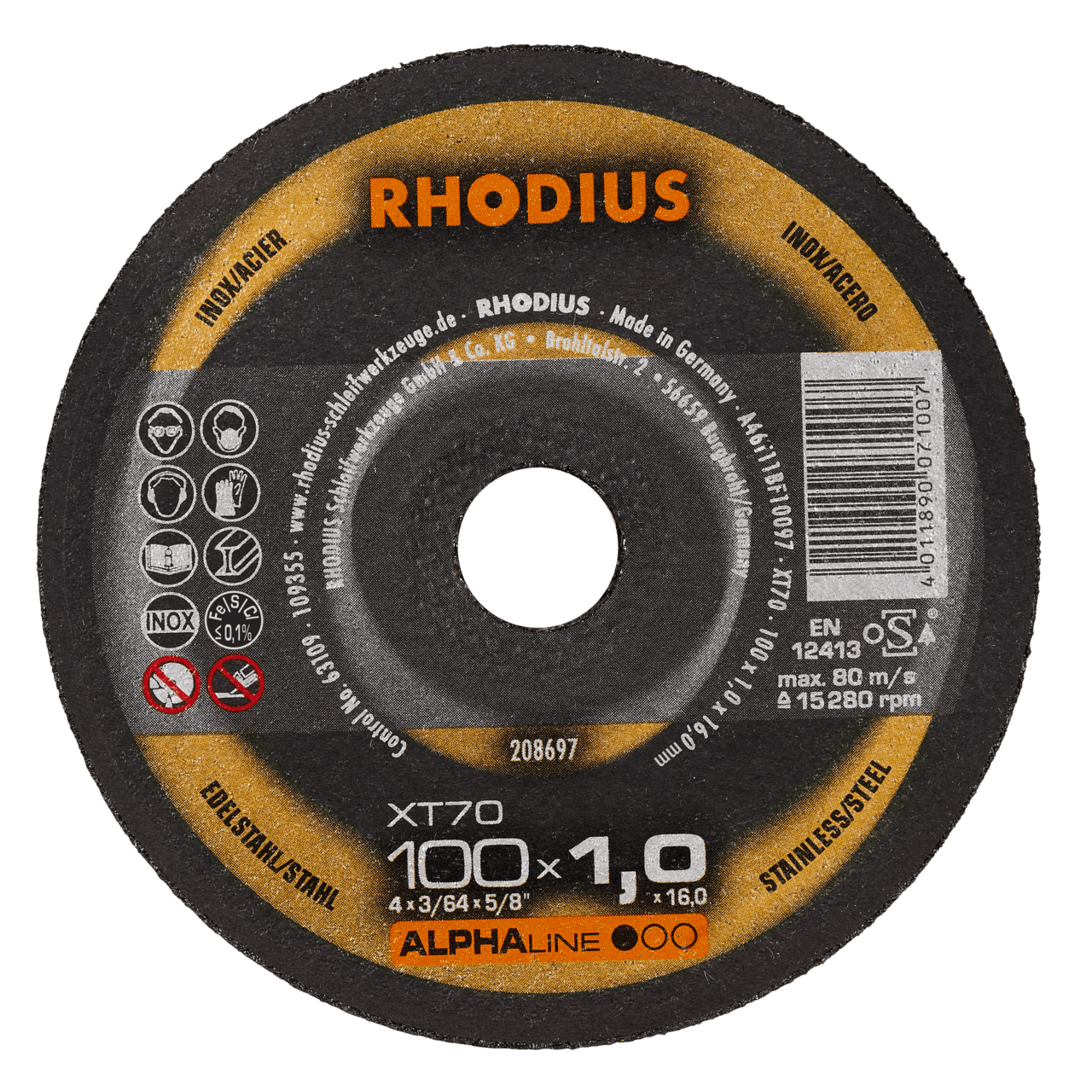 50 x RHODIUS Extradünne Trennscheibe XT70 Ø 100 mm | 208697