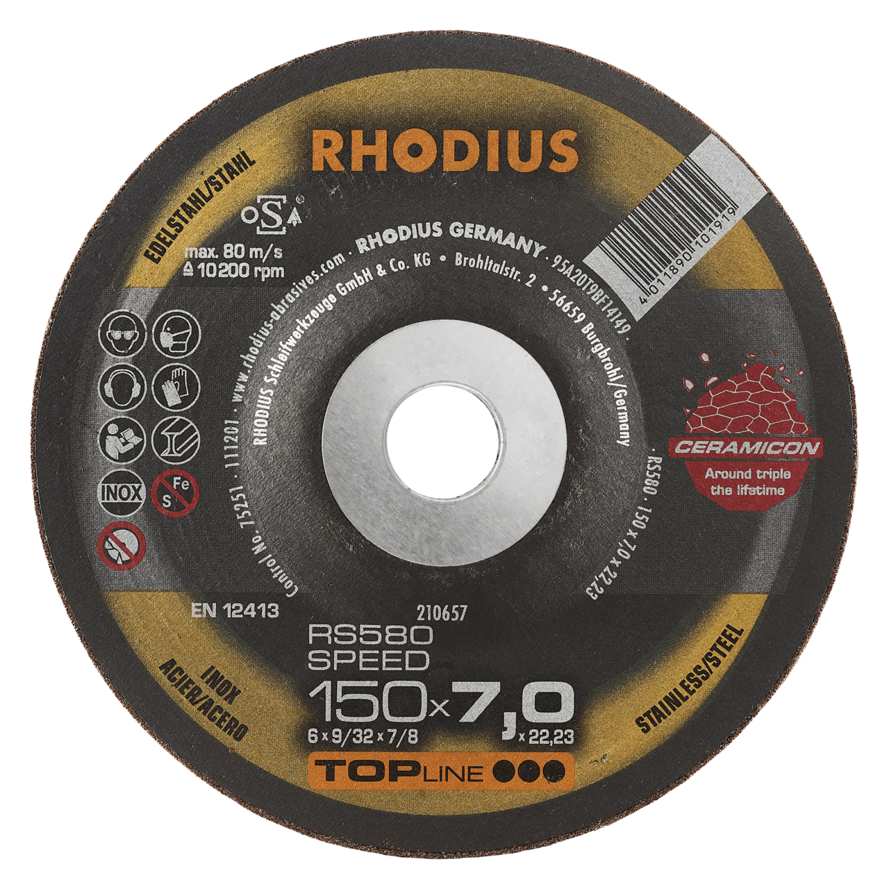 10 x RHODIUS Schruppscheibe RS580 EXTENDED Ø 150 mm | 210657