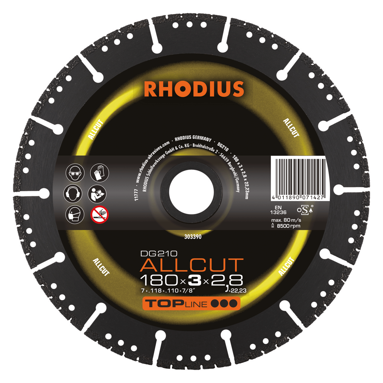 RHODIUS Diamanttrennscheibe  DG210 ALLCUT Ø 180 mm | 303390