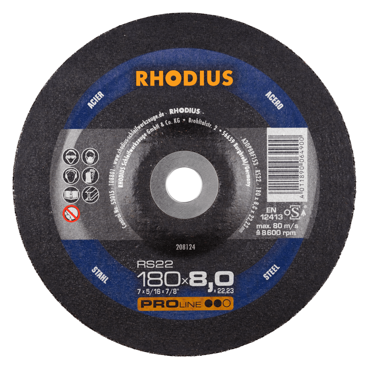 10 x RHODIUS Schruppscheibe RS22 Ø 180 mm | 208124