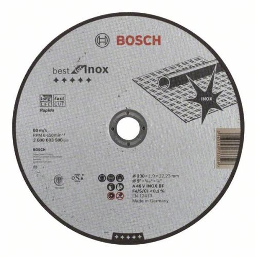 25x BOSCH Trennscheibe gerade Best für Edelstahl - Rapido A 46 V INOX BF, Ø 230x1,9 | 2608603500