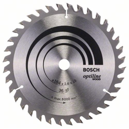 BOSCH Kreissägeblatt Optiline Holz für Handkreissägen, Ø 184mm, 36 Zähne | 2 608 640 818