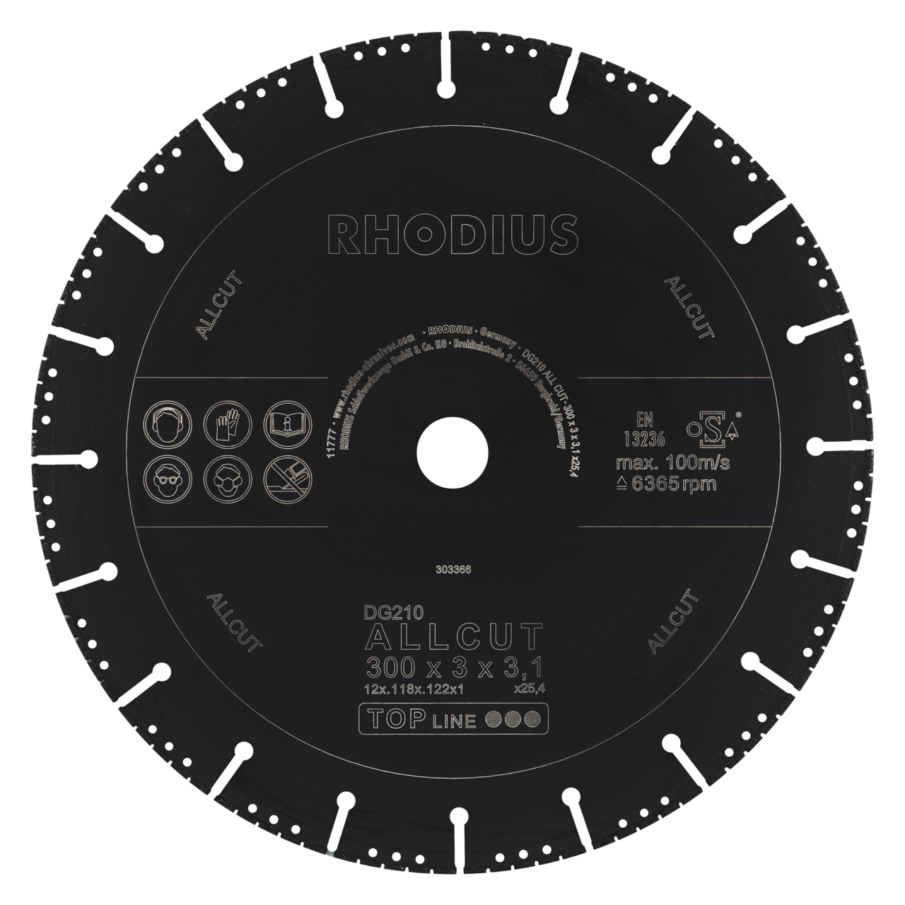 RHODIUS Diamanttrennscheibe  DG210 ALLCUT Ø 300 mm | 303366